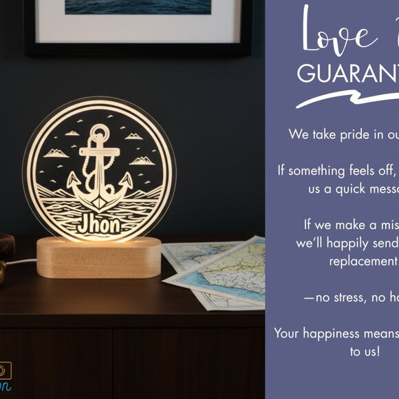 Nautical Anchor Custom Name Light | Personalized LED Decor | Kids Gift - Picture 6 of 8